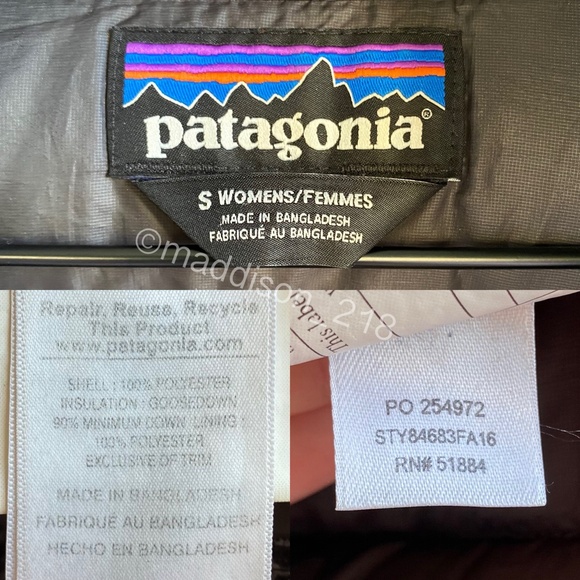 Patagonia Down Sweater Jacket Small Forestland Tailored Grey Black Snowy S - Picture 2 of 16